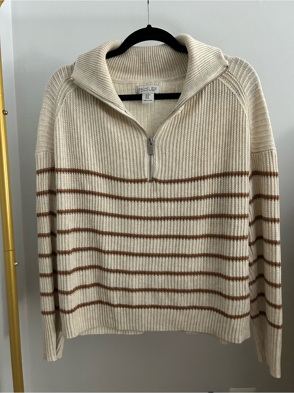 Rachel Zoe Striped Half Zip Sweater M